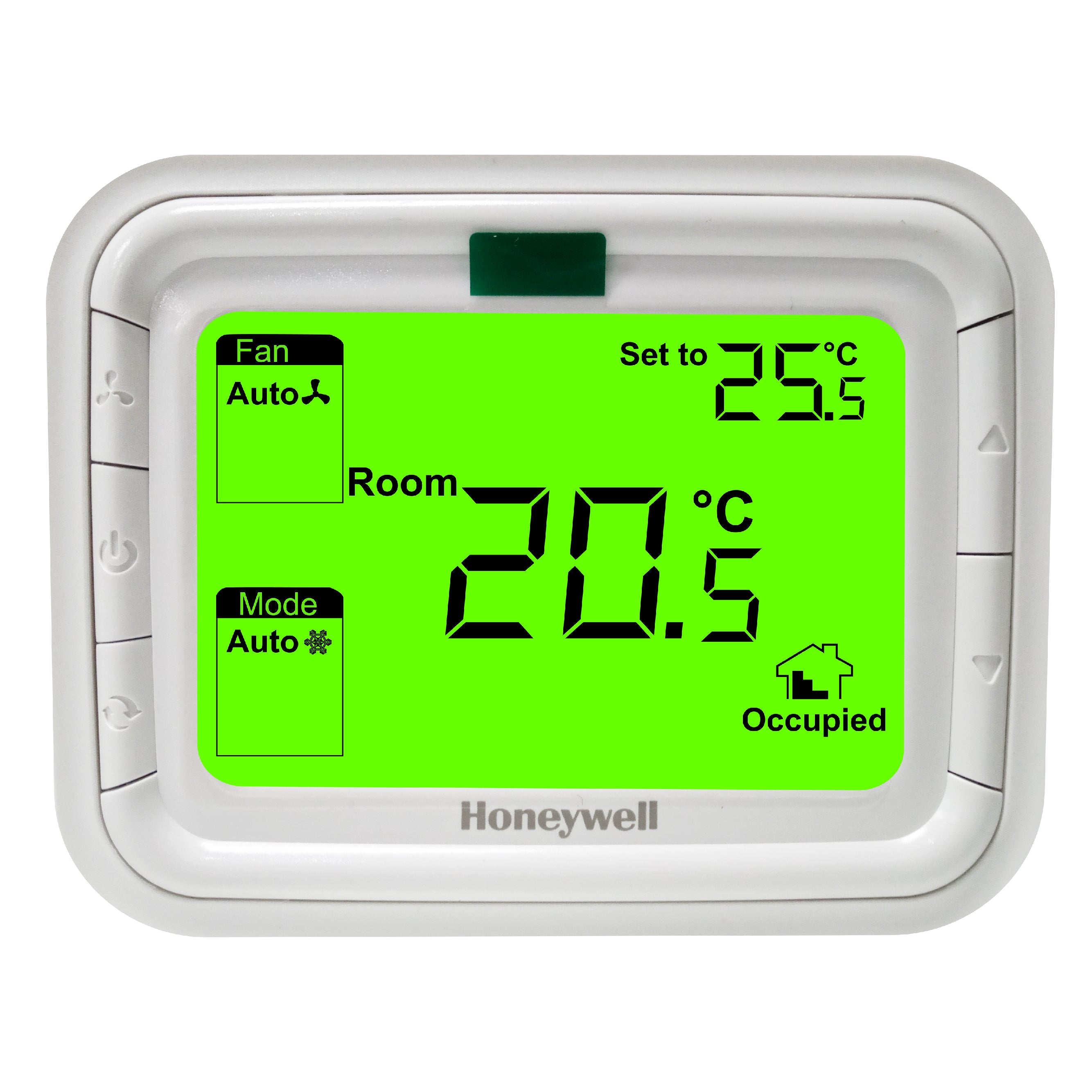 TERMOSTATO F&C SERIE HALO 120 VAC, PANTALLA VERDE HORIZONTAL HONEYWELL