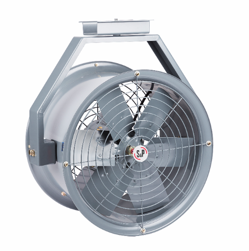 VENTILADOR TUBOAXIAL  DE APOYO DIRECCIONADOR DE AIRE PARA MONTAJE EN TECHO. INCLUYE:  DISPOSITIVO DE MONTAJE A TECHO, MALLAS DE PROTECCION EN SUCCION Y DESCARGA SOLER & PALAU