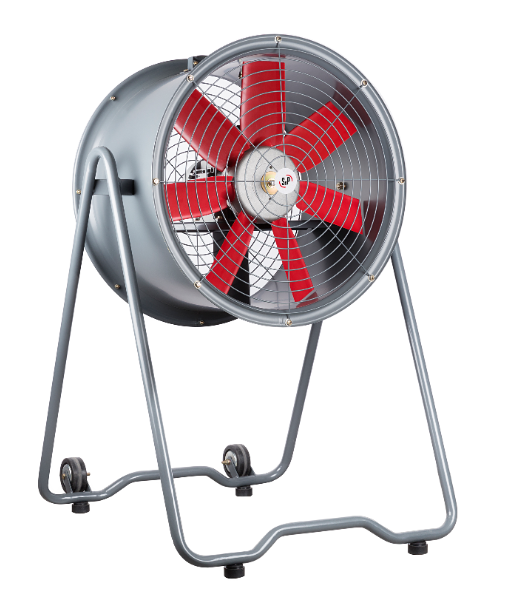 VENTILADOR TUBOAXIAL ARREGLO 4 CON RUEDAS Y MANIJA PARA PERMITIR SU DESPLAZAMIENTO CON MALLAS DE PROTECCION EN SUCCION Y DESCARGA  SOLER & PALAU