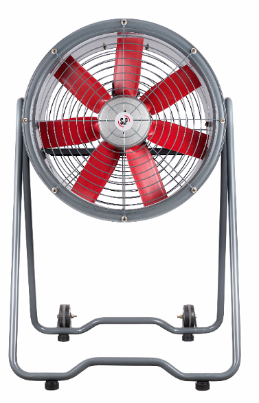 VENTILADOR TUBOAXIAL ARREGLO 4 CON RUEDAS Y MANIJA PARA PERMITIR SU DESPLAZAMIENTO CON MALLAS DE PROTECCION EN SUCCION Y DESCARGA  SOLER & PALAU